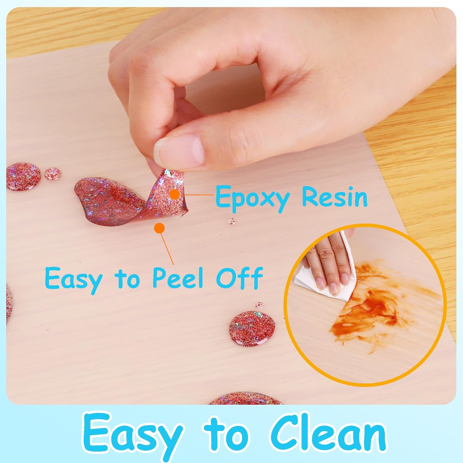 Silicone Mats for Crafts, Translucent, Non-Slip Heat Resistant, 11.8×15.7In (2/Pack) Silicone Placemats for Jewelry, Epoxy Resin,Glitter Slime, DIY Sheet, Nail Art, Clear Countertop Protector Pad