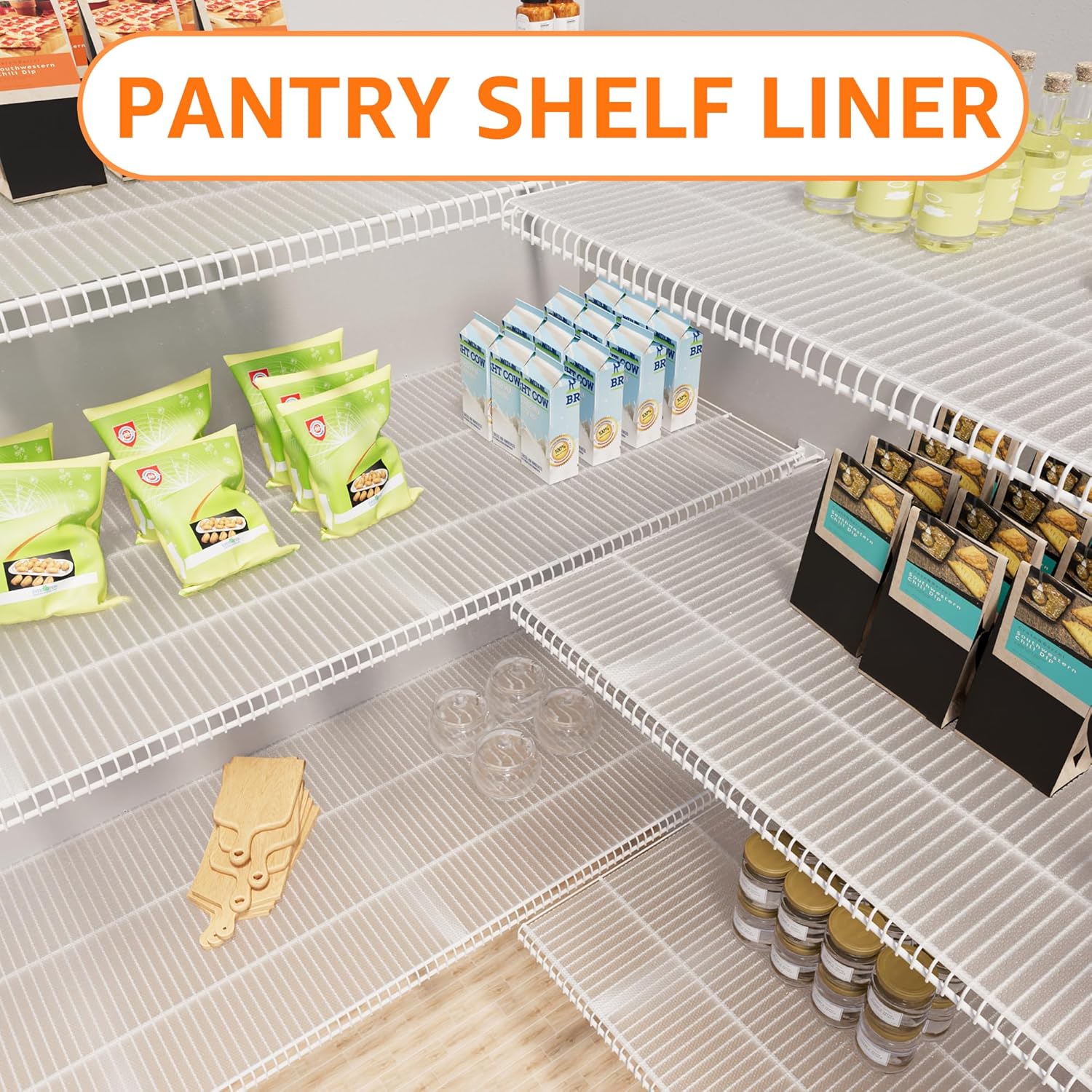 PABUSIOR Pantry Shelf Liner for 16 inch Wire Shelving - Easy to Cut, (Thick 1.2mm) Transparent Precise Size 15.5 x 157 Inch, Wire Shelf Liner for Shelves, Drawer