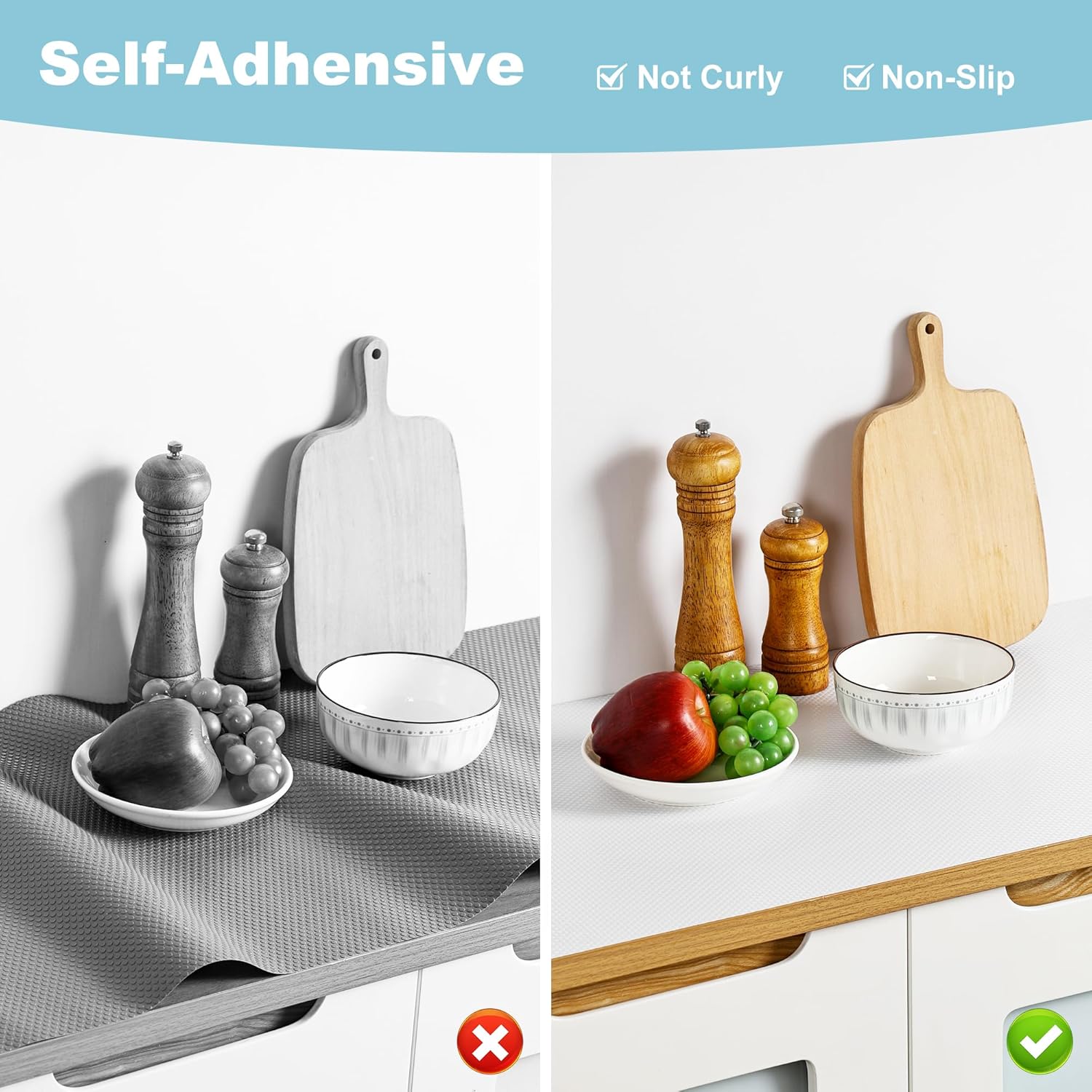 Cabinet Shelf Liner Peel and Stick: Self Adhesive Cabinets Paper - 15.7 in x 12 FT Non-Slip White Drawers Liners - Easy to Cut, Removable, PABUSIOR Cupboard Liner for Pantry Shelves, Countertops