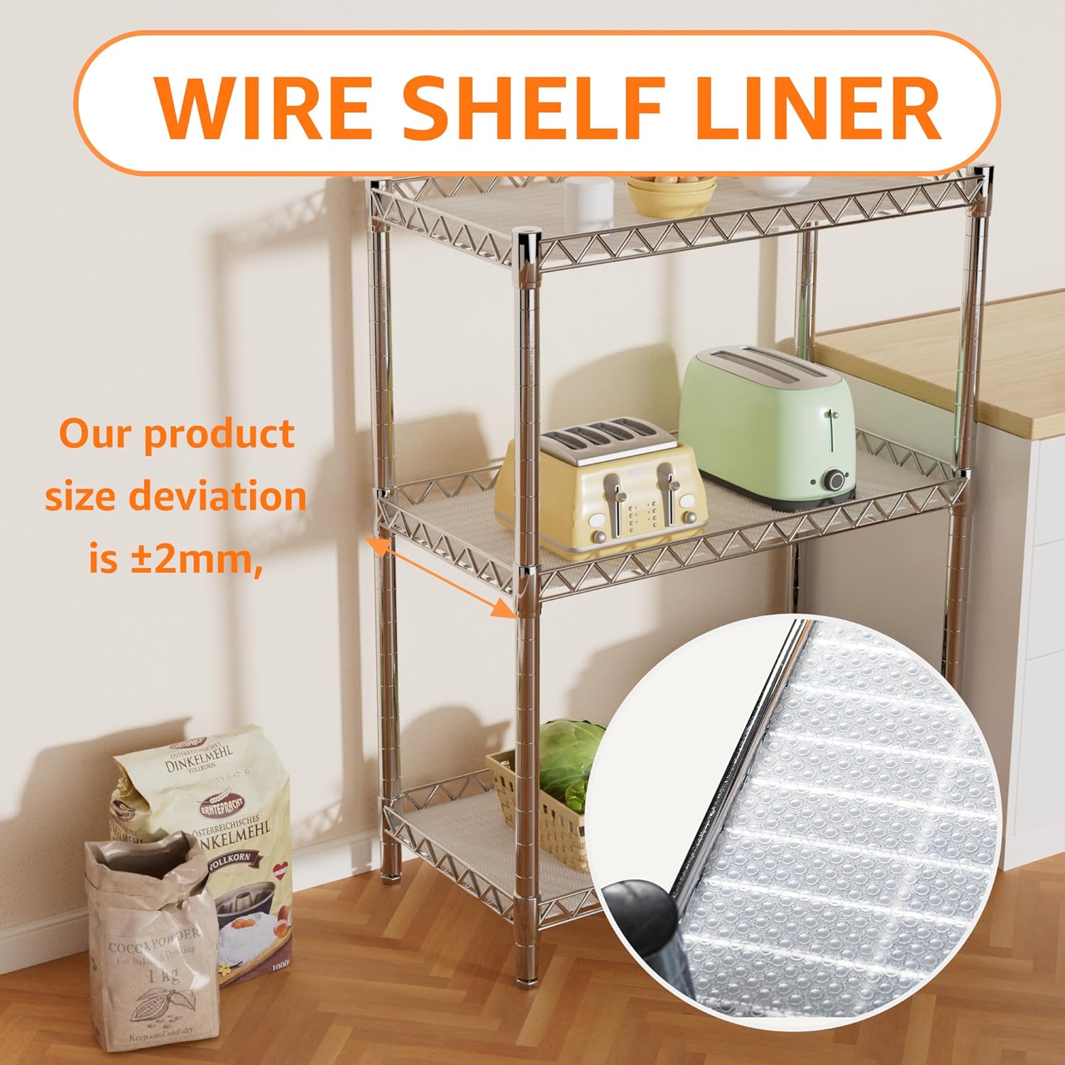 PABUSIOR Pantry Shelf Liner for 16 inch Wire Shelving - Easy to Cut, (Thick 1.2mm) Transparent Precise Size 15.5 x 157 Inch, Wire Shelf Liner for Shelves, Drawer