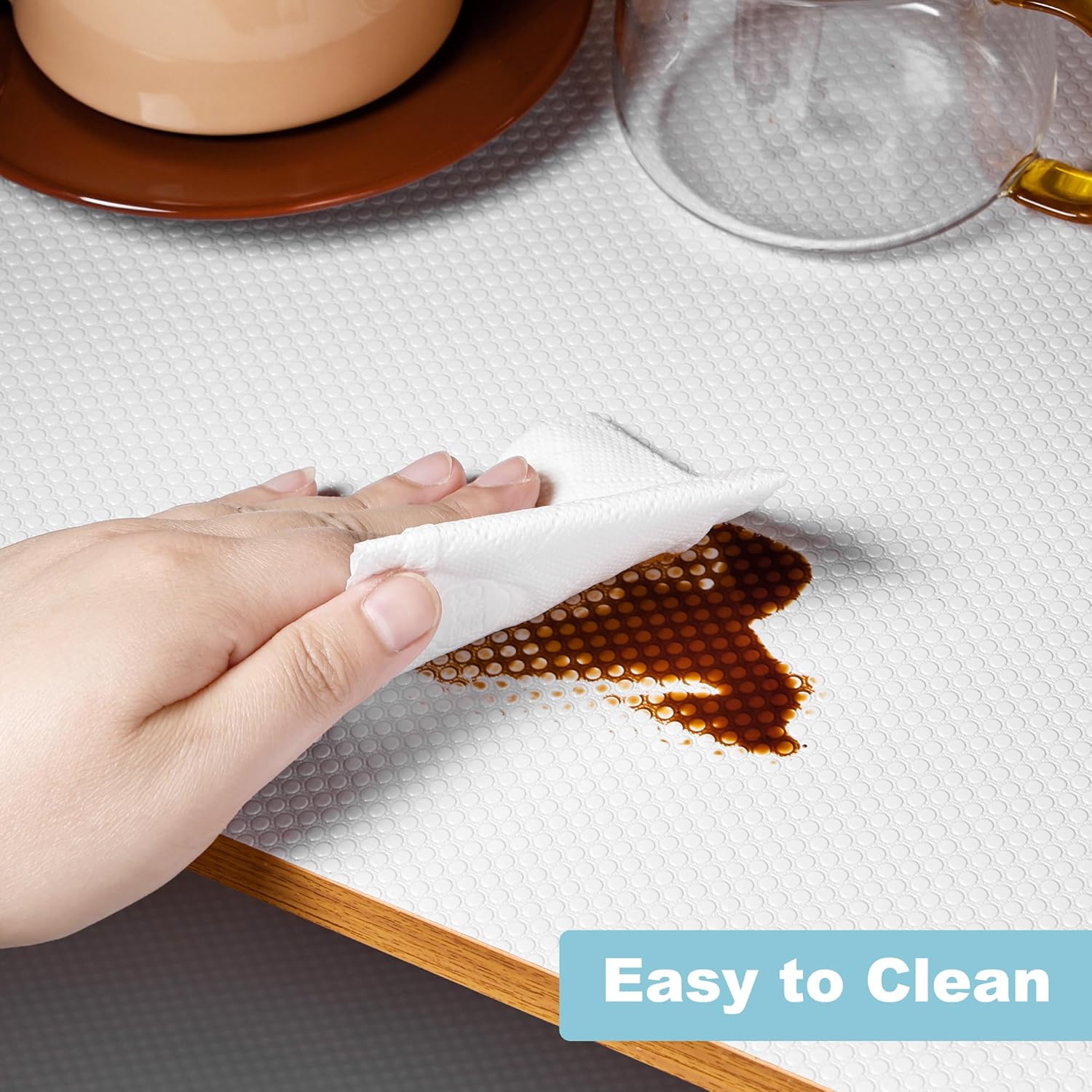 Cabinet Shelf Liner Peel and Stick: Self Adhesive Cabinets Paper - 15.7 in x 12 FT Non-Slip White Drawers Liners - Easy to Cut, Removable, PABUSIOR Cupboard Liner for Pantry Shelves, Countertops